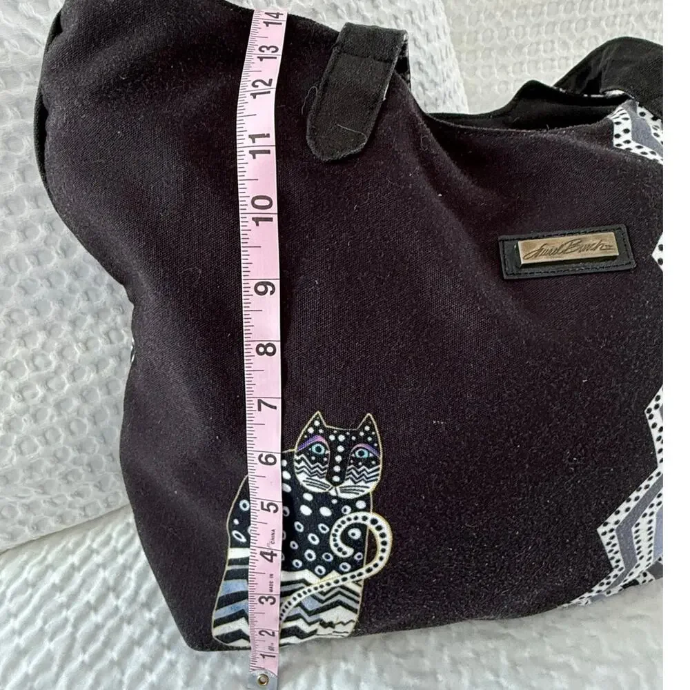 Laurel Burch Cat Tote Bag Share Dreams Canvas Geometric Shoulder Bag Black Large